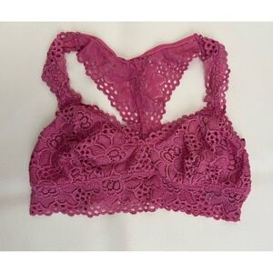 Aerie Pink Floral Laced Bralette Size Medium Coquette Boho Romantic